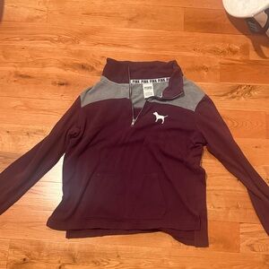 Pink Maroon and Gray Quarter-Zip Pullover size small
